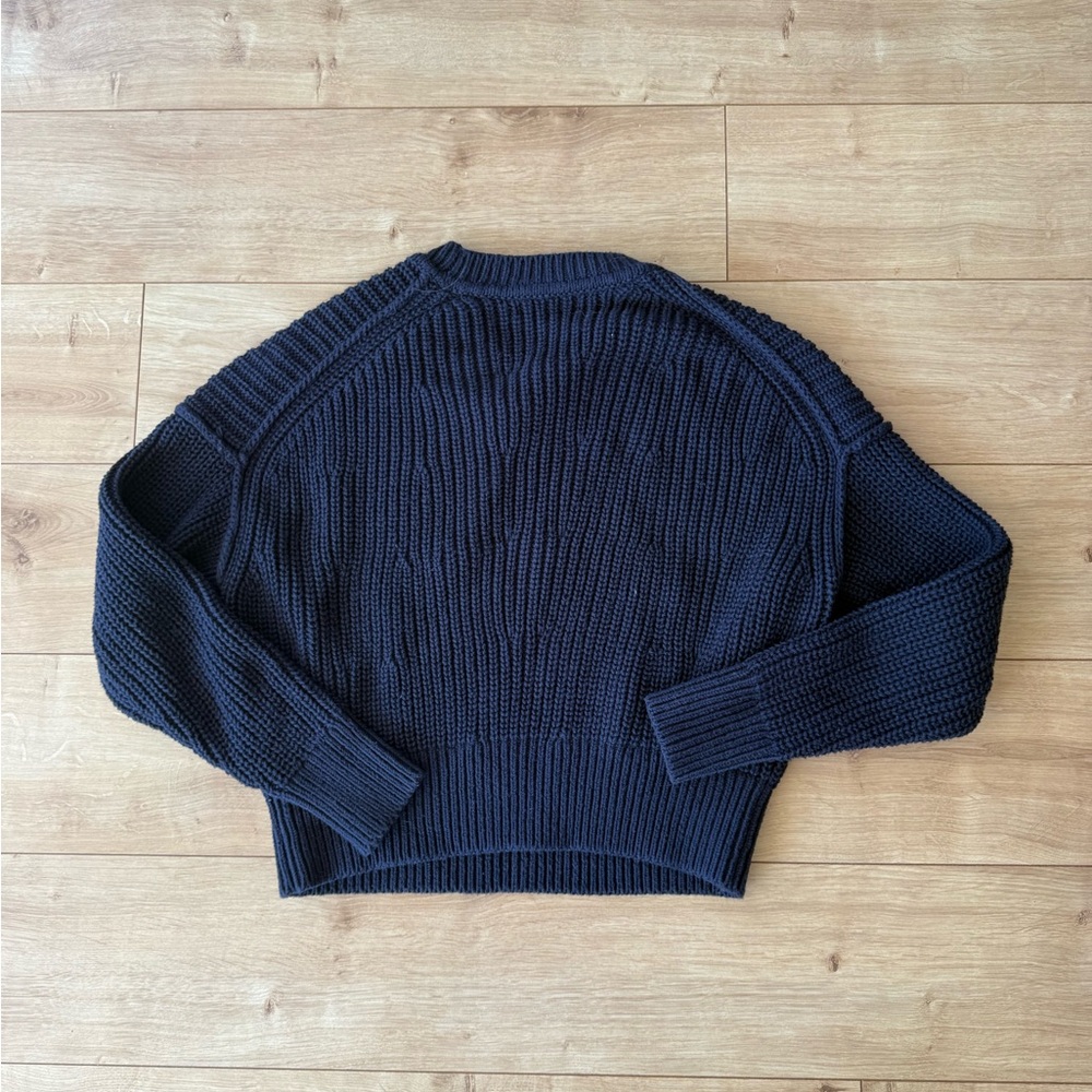 Banana Republic Navy Chunky Knit Sweater S Organic Cotton Coastal Core - Picture 2 of 6